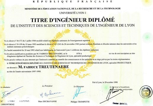 Diplome d ingenieur de Fabrice